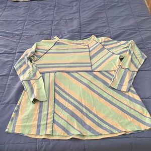 Soft Surroundings Pastel Striped Long Sleeve Top